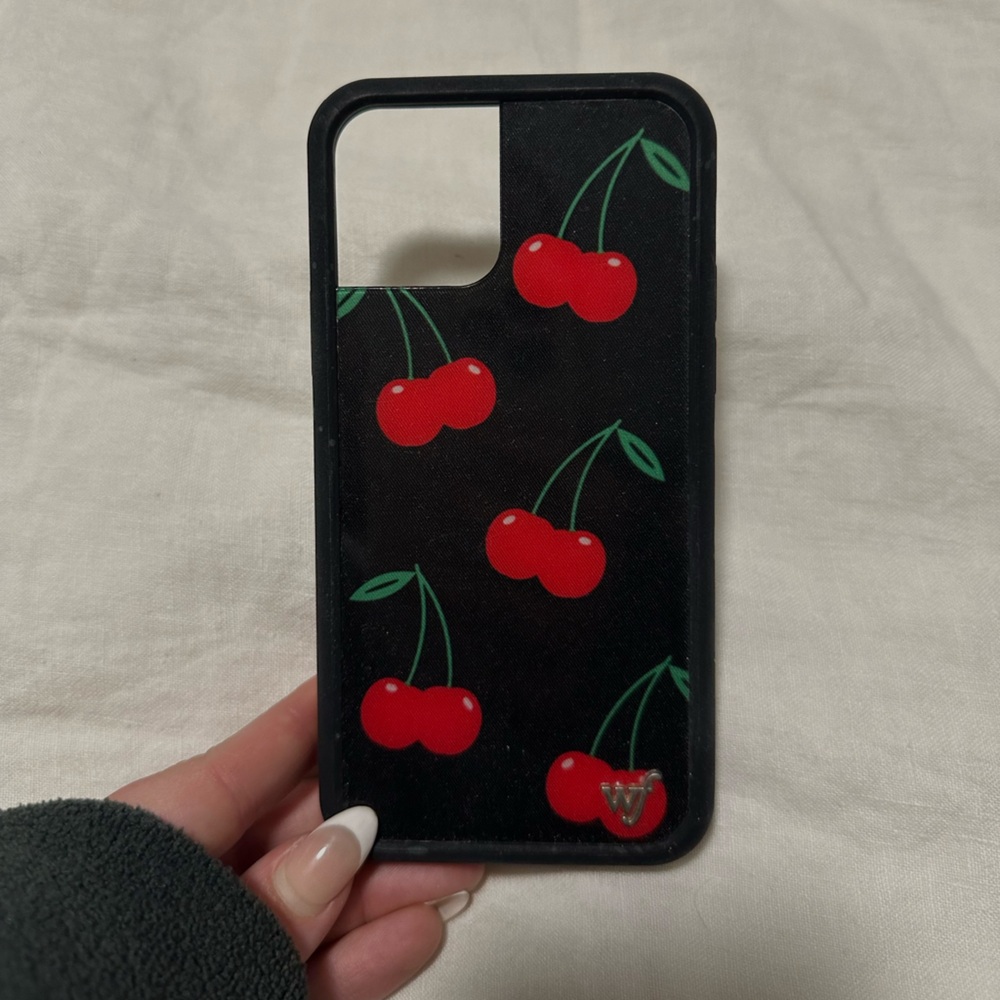 Wildflowers Red Cherry Black Phone Case